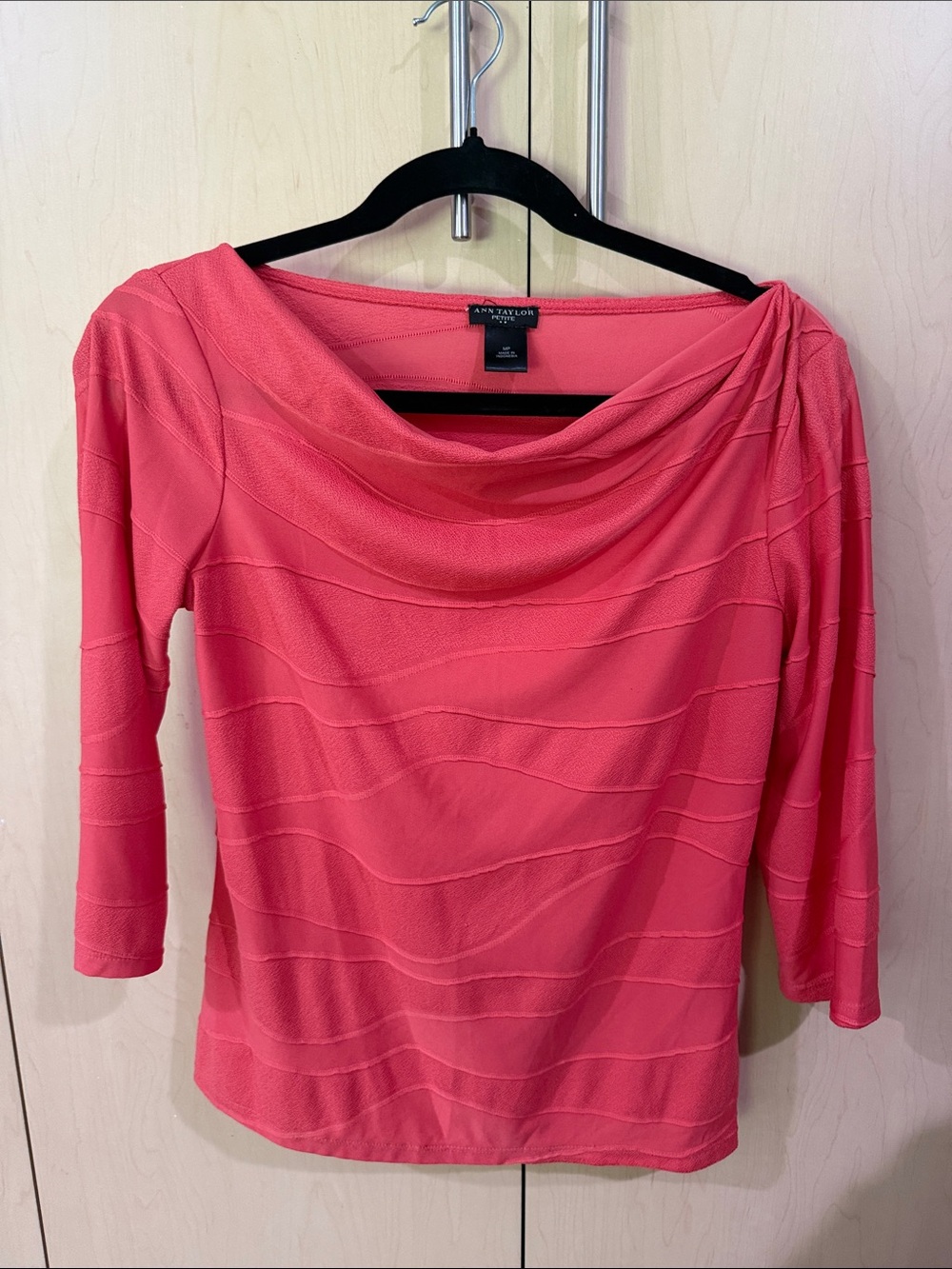 Ann Taylor stunning Coral color Cowl Neck light-weight Sweater